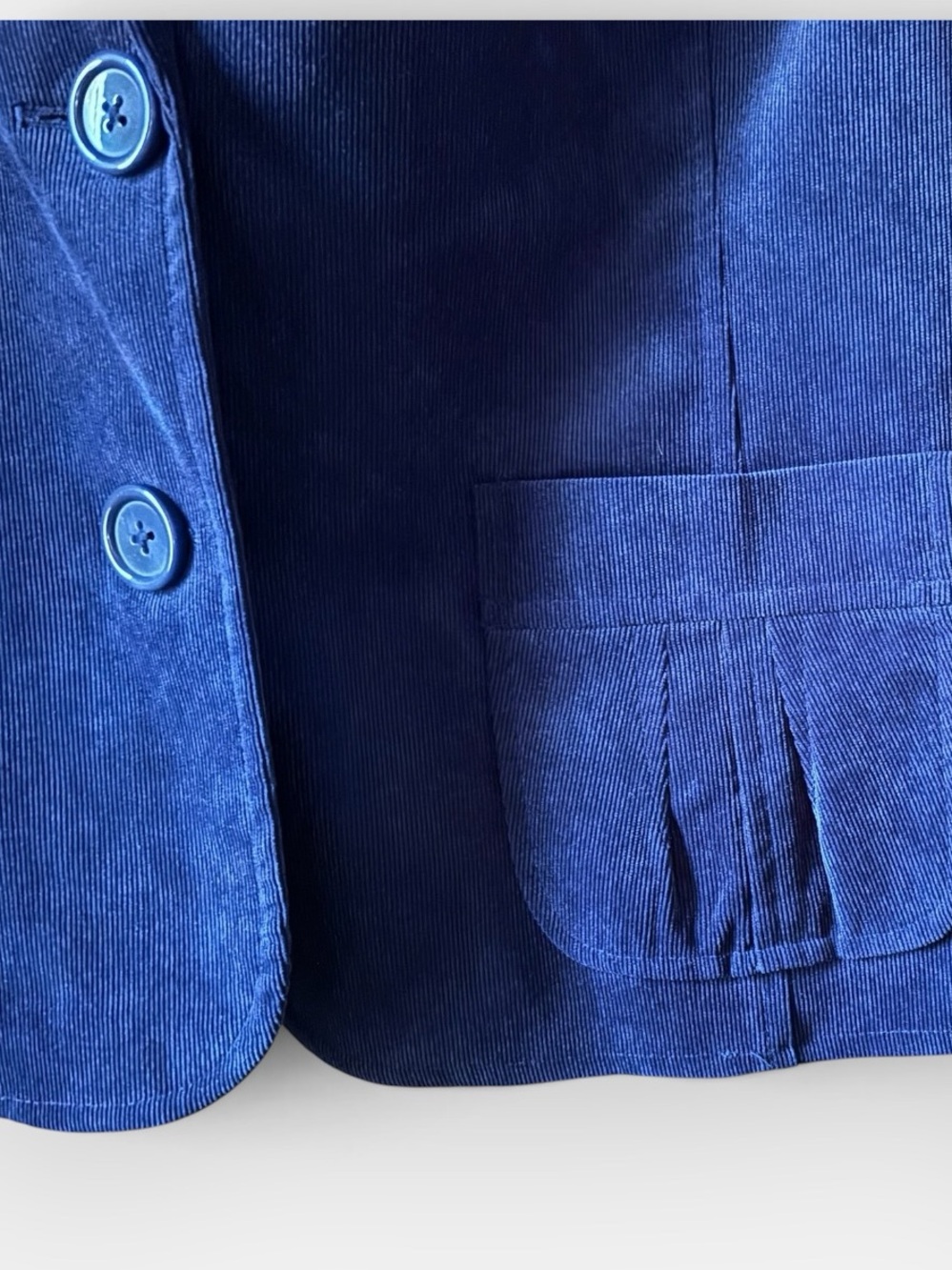 Studio Works Navy Blue Corduroy Structured Two Button Career Blazer Size 10 - Picture 3 of 9